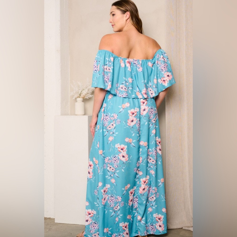NWT Plus Size Floral Off-Shoulder Maxi Dress - Picture 2 of 5